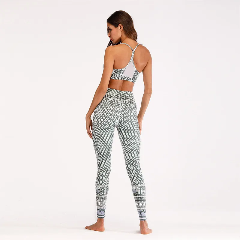 Çiçek Baskılı Spor Takım Spor Salonu Fitness Giyim Takibi Kadınlar Seksi Çalışma Yoga Seti 2019 Spor Sutyen Tayt Taytlar Spor Setleri