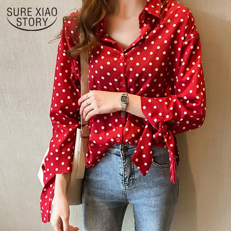 2019 Oto o Tallas Grandes Tops Blusas De Mujer Camisas De Lunares