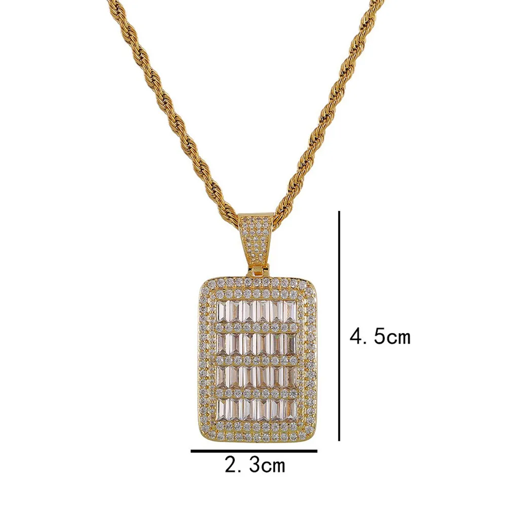 Ny Bling Cage Dog Tag Halsband Pendant Herr Hip Hop Jewelry Steel Rope Chain Gold Color Full Cubic Zircon för Gift2507