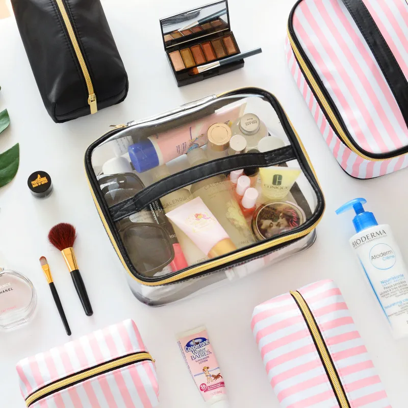 Wodoodporne PVC przezroczystą torbę makijażu Kobiety Travel Organizer torebki kosmetyczne Zestawy Zestawy METUREMAIR Makijażowe toaletowe torba 264I