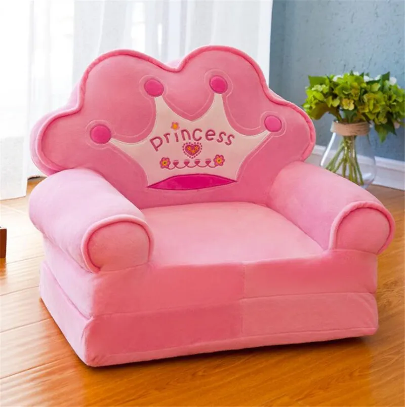 Baby Kids Cartoon Crown Seat Plush Toy stools Mat Children Backrest Chair Neat Toddler Boy Girl Foldable Sofa Gifts260l