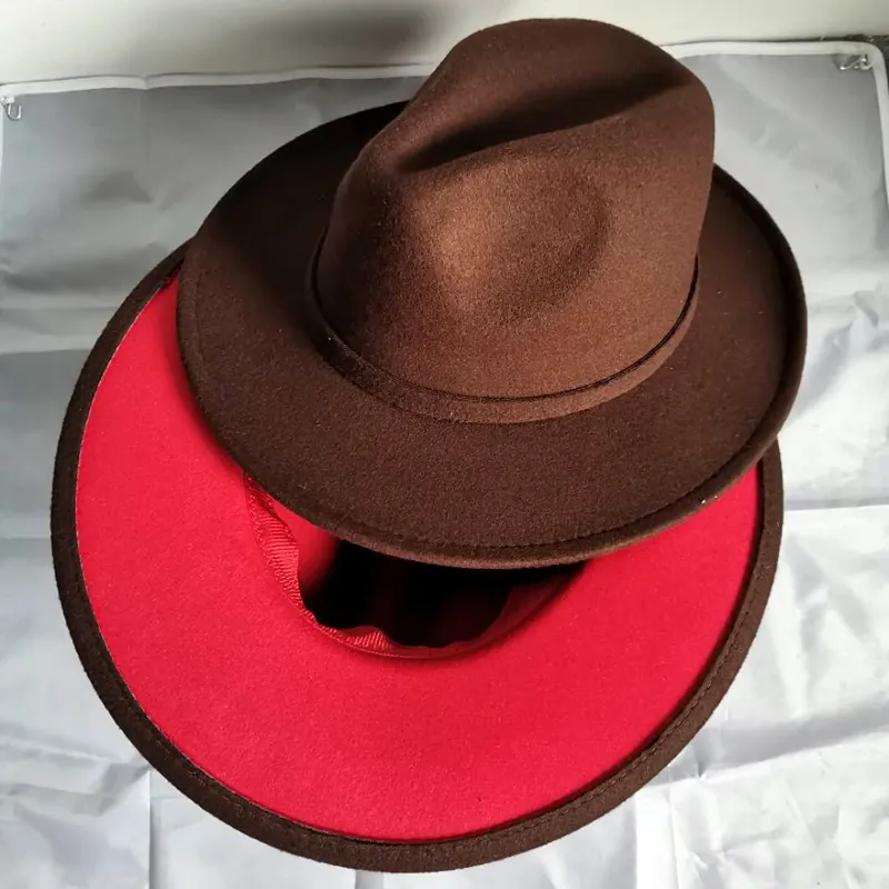Sombreros de fieltro de ala ancha para hombre y mujer, sombreros de fieltro de ala ancha para hombre y mujer, sombrero de fieltro Vintage Unisex de Panamá, gorra de Jazz L XL, tendencia 2020