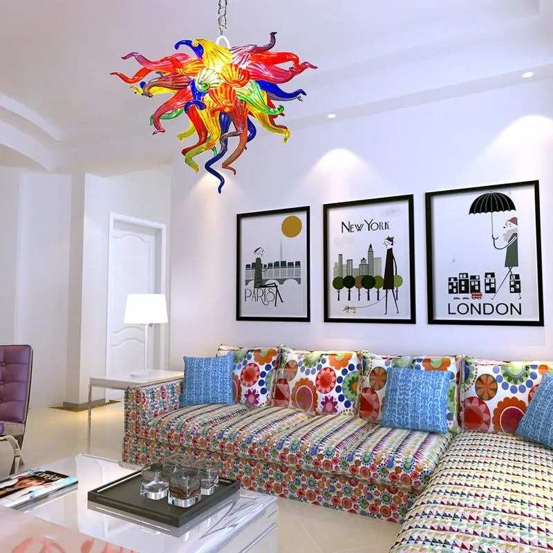 Blumenförmige Kristall-Anhänger-Beleuchtung, Kunst, farbige Kronleuchter aus geblasenem Glas, Lichter für Wohnzimmer, moderne Beleuchtung 276C