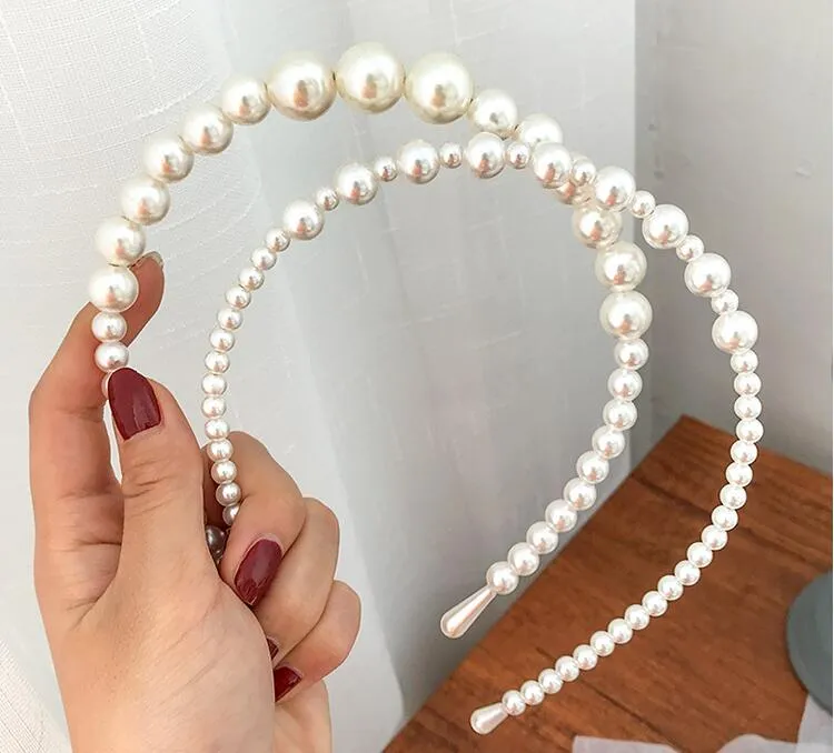 Prosty Pearl Hair Hoop Opaska na głowę Elegancka opaska do włosów Dekoracja Ozdukana Fryzjer