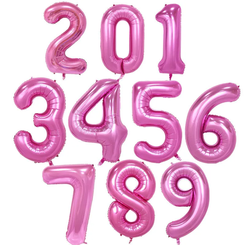 32-дюймовый розовый золотой розовый синий номер фольги воздушные шары 20 30 40 50 60 80 90 лет взрослый старый день рождения вечеринка поставляет свадебное украшение