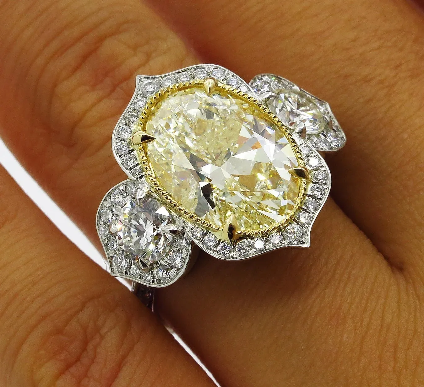 Omhxzj hele drie stenen ringen Europese mode vrouw man feest bruiloft cadeau wit geel zirkon 18kt blanken goud geel gold4355924