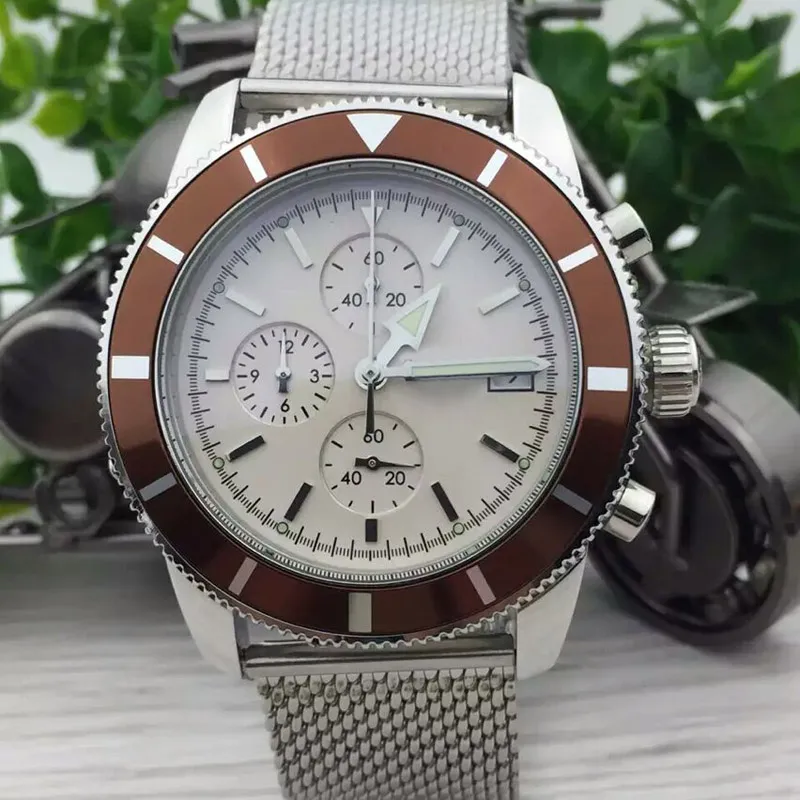 Mens Sport Watch Japan VK Quartz Movimento Cronógrafo Grey Stop Watches for Man Analog Wristwatch com calendário Male232Q