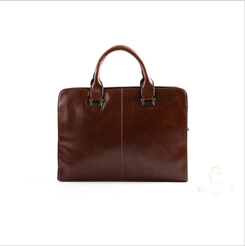 Mens Leather Briefcase Laptop Bags Travel Bag Soft Shoulder Bags Business Man Handbag Male Formal Briefcases235V