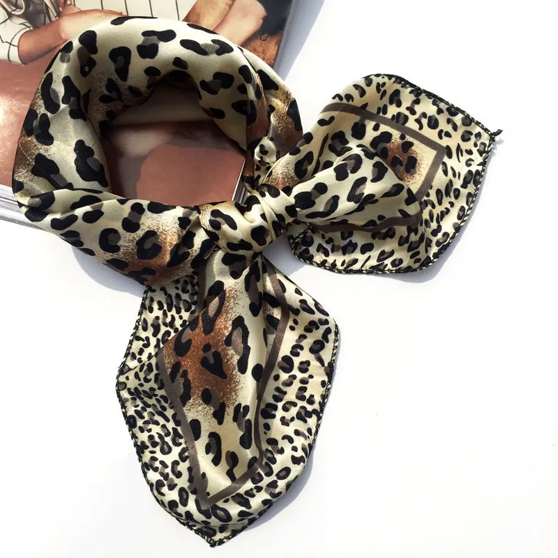 50 50 lenço de seda multifuncional moda feminina lenços impressos gravata de cabelo flor leopardo listrado fita headwear retro neckerchief3058