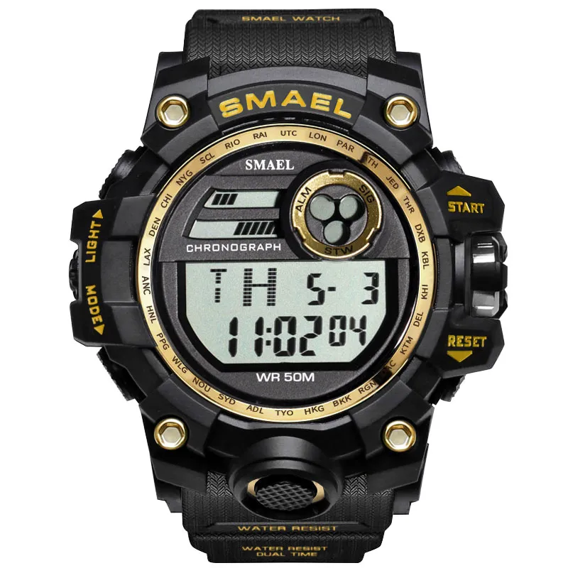 Homens Relógios Esporte Militar SMAEL S THOCK Relojes Hombre Casual LED Relógio Digital Relógios de Pulso À Prova D 'Água 1545D Relógio Esportivo Alarm2117