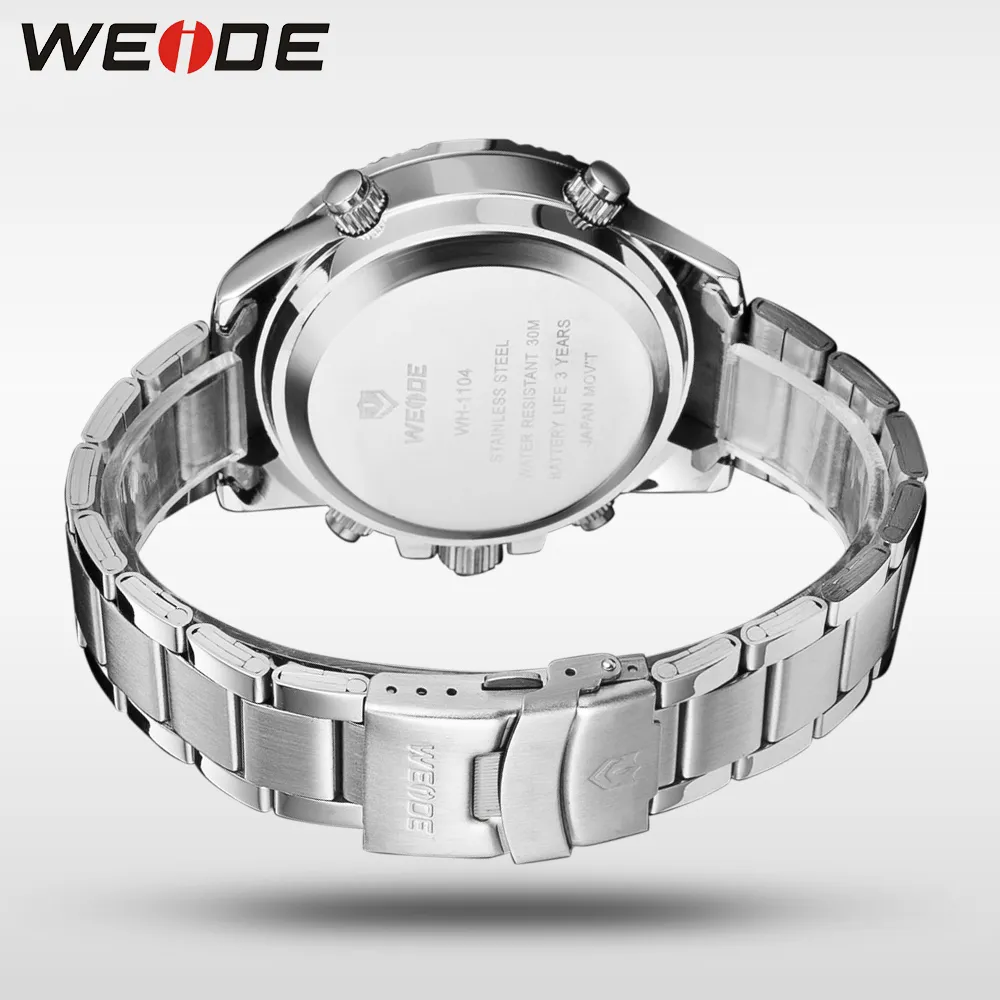 Weide display digital masculino esporte horas de luxo negócios militar pulseira aço inoxidável relógio pulso quartzo relogio masculino314v