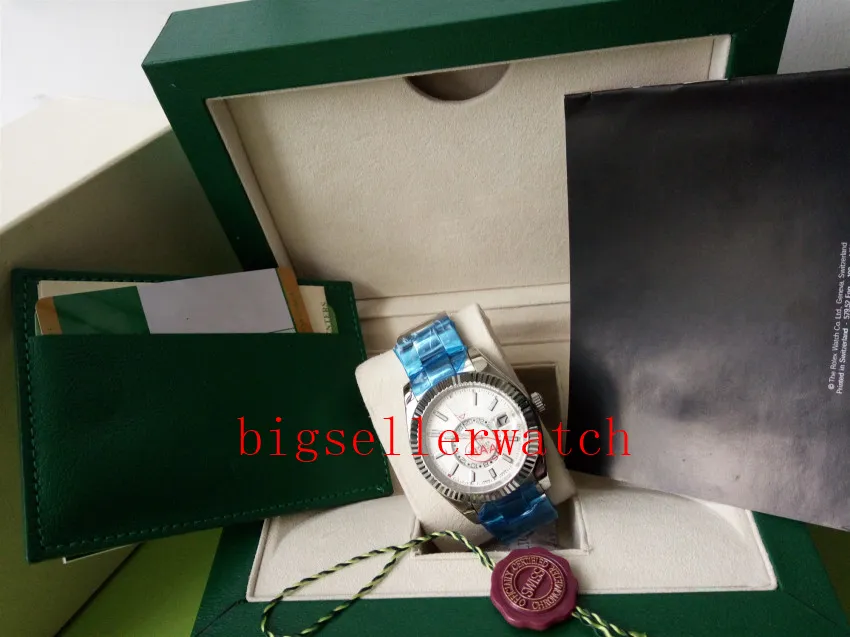 Luksusowe męskie obserwuj oryginalne pudełko ramka ze stali nierdzewnej 42 mm White Dial Sky-Dweller 326934 Asia 2813 Automatyczne męskie zegarki 292S