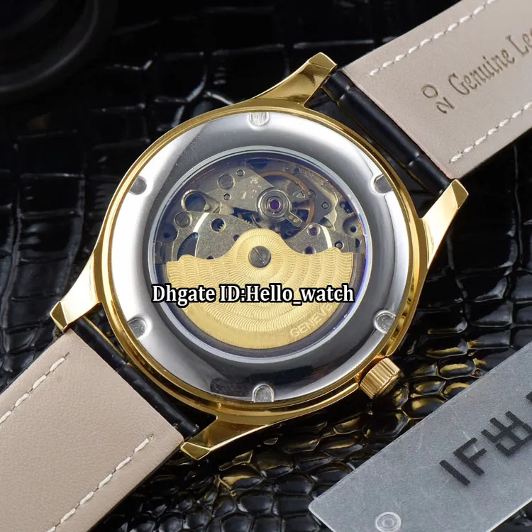 Luxo novo clássico calatrava 5296 5296r-001 branco azul dial japão miyota 8215 automático masculino relógio rosa ouro caso pulseira de couro 284n