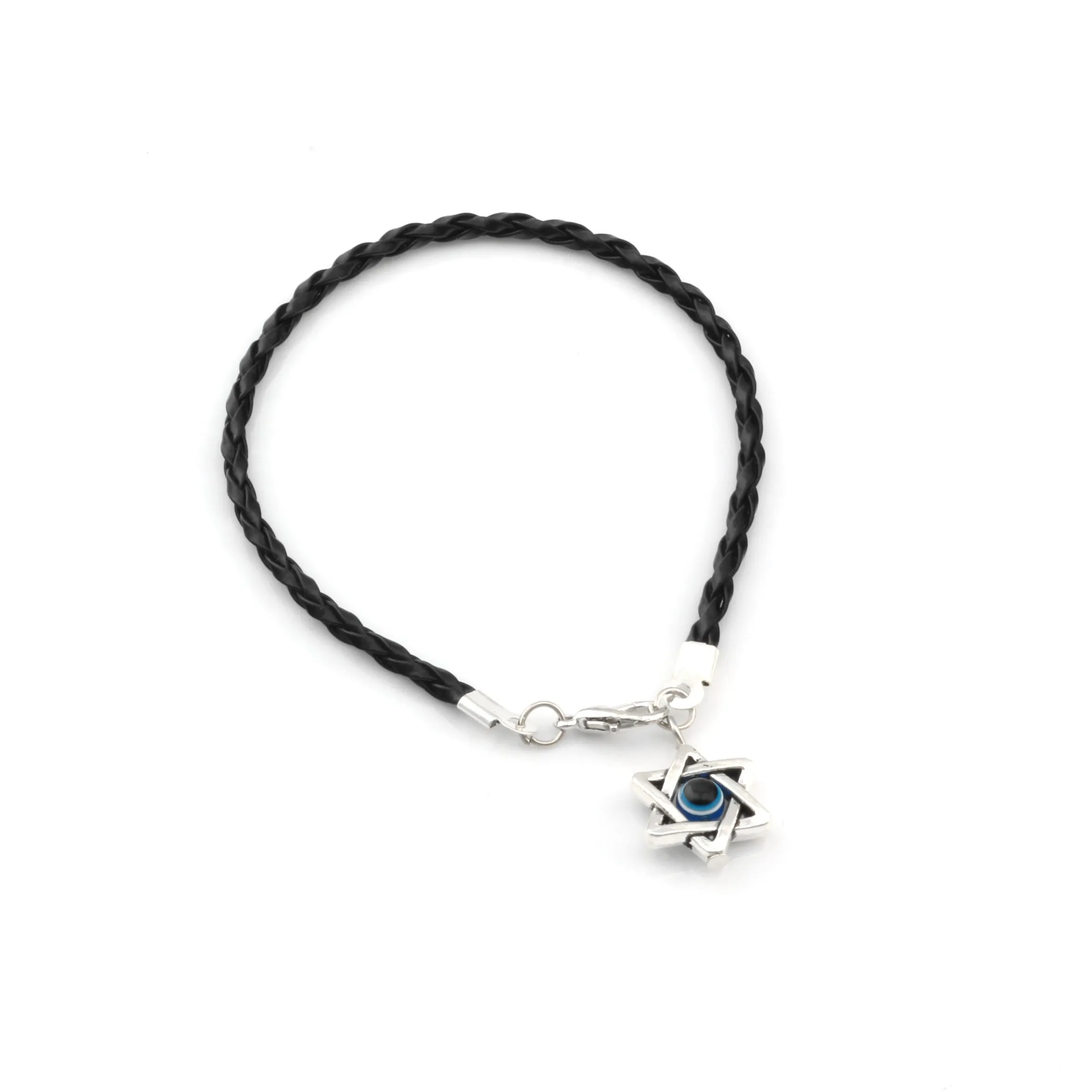 100 pezzi misti Kabbalah Hamsa mano portafortuna braccialetti corda intrecciata in pelle nera 17 -21 cm2528