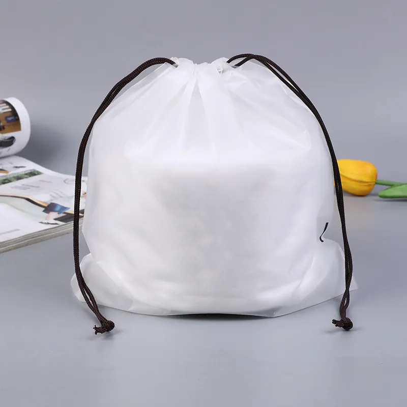 De nombreuses tailles sac d'emballage givré sac serviette pour le visage avec corde peva sac à cordon de coton