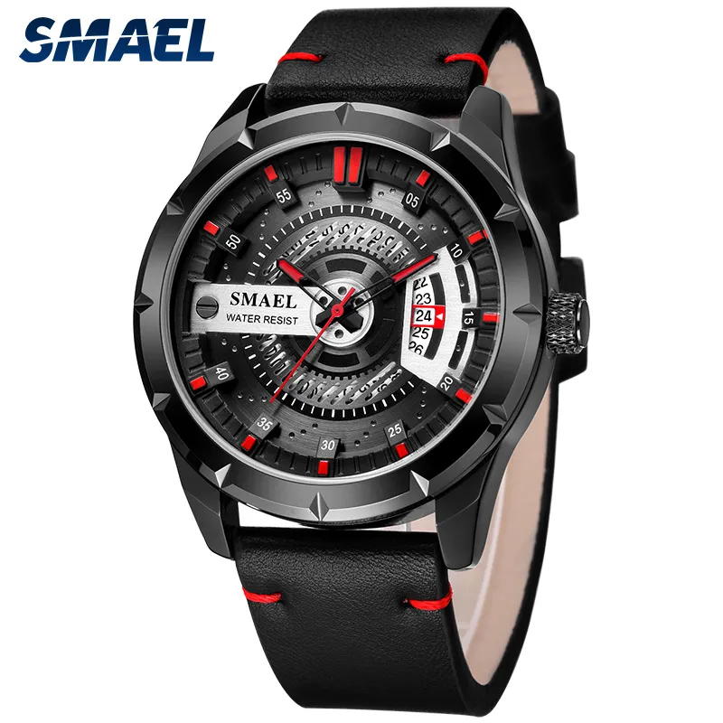 SMAEL спортивные мужские часы лучший бренд класса люкс кварцевые часы мужские модные стальные водонепроницаемые SL-9011 кожаные часы мужские Relogio Masculino252f