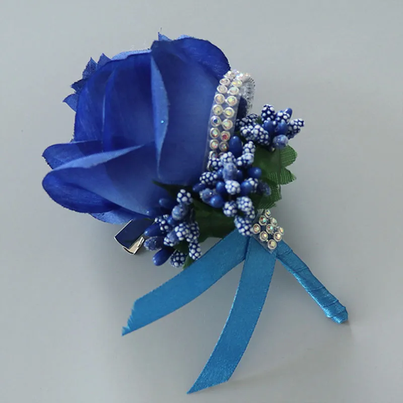 Couronnes de fleurs décoratives pour hommes, Simulation de Rose en soie, boutonnière, broche, décorations de mariage, Corsage de marié, Color222N