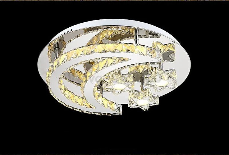 Plafonnier LED cristal au design moderne, luminaire d'intérieur avec étoiles de lune, luminaire de plafond, idéal pour un salon, une chambre à coucher ou une maison, LL212w