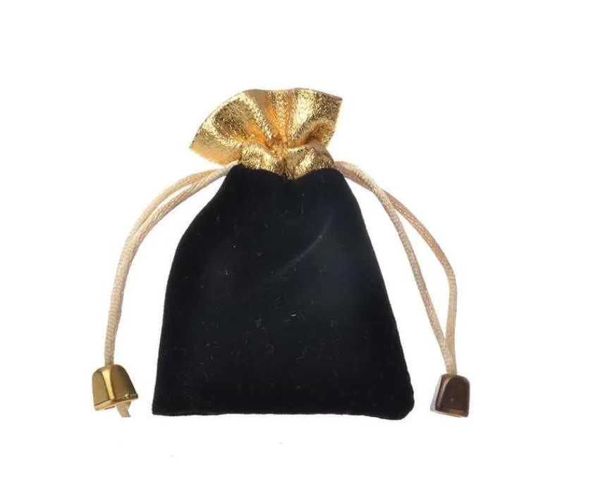 7 9cm Pochettes à cordon perlé en velours / 4 couleurs Emballage de bijoux Sacs cadeaux de mariage de Noël Noir Red293A