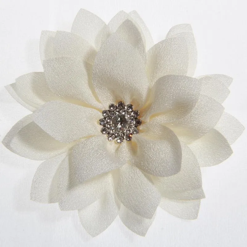 9cm nouveau-né fleurs de feuille de lotus avec strass pour bandeaux fleur en tissu artificiel pour pinces à cheveux accessoires de cheveux bricolage seulement Fl224j