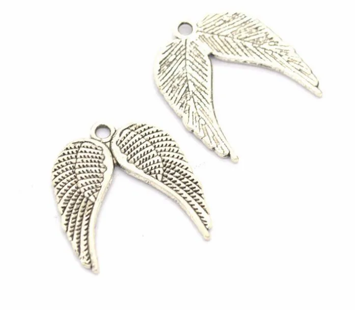 Ancient Silver Aley Angel Wings Heart Charms Pendants para joyas de bricolaje haciendo hallazgos 21x19mm264s