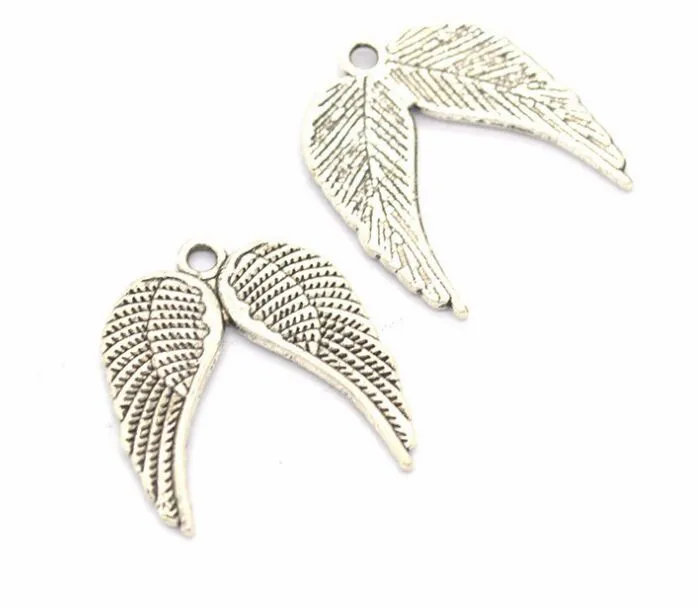Starożytne Silver Anioy Anioł Wings Serce Charms Wiselds for DIY Biżuteria Make Information 21x19mm243z