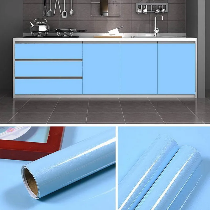 1MRoll Glossy Waterproof PVC Cabinet Wallpaper Self Adhesive Contact Paper Cabinet For Door Furniture Stickers Bathroom Kitchen6805911