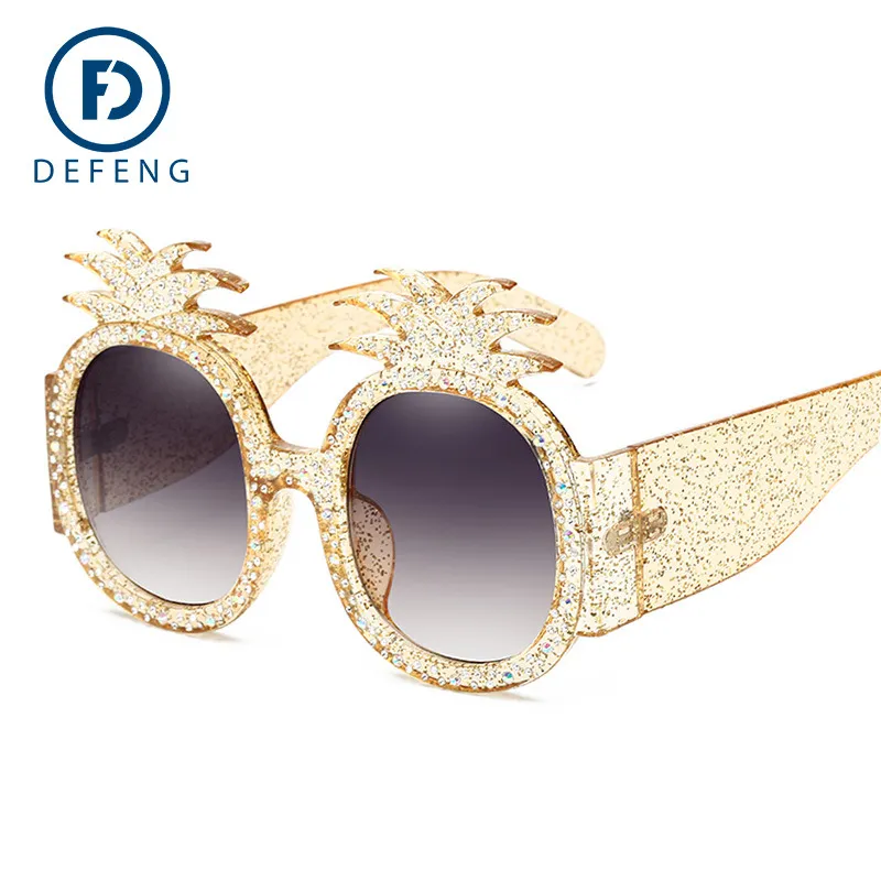 Lunettes de soleil de décoration en cristal de style d'été avec strass brillants lunettes de soleil à monture d'ananas pour femmes lunettes de soleil anti-uv Fashion254A