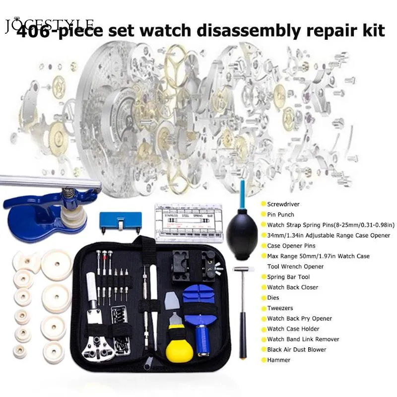 Kits d'outils de réparation 406 pièces, ensemble de boîtier de montre professionnel, Kit d'outils d'horloge de Table, ouvre-lien, dissolvant de goupille, Set1257c