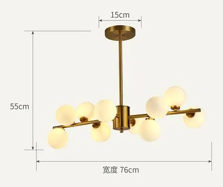 North Europe LED Modo Glass Ball Chandeliers Lighting Gold Pendant Lamp glass lampshade Ceiling Light for Livingroom Bedroom Resta206F