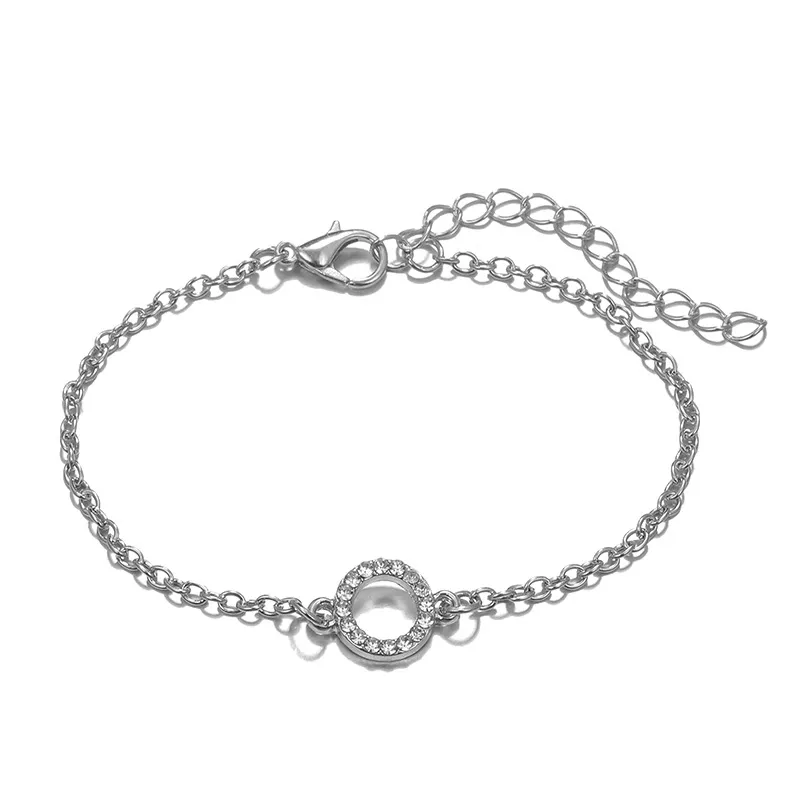 5 UNIDS Diamante Redondo Flecha Anudada Pulsera de Cadena de Geometría Abierta Brazalete Ajustable Línea Abierta Pulsera Envolvente Apilable Conjunto f182s