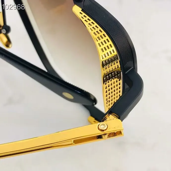 Mężczyźni okulary przeciwsłoneczne męskie okulary przeciwsłoneczne Limitowana edycja sześć szklanek k złota retro kwadratowa rama kryształowy soczewki z siatką odłączoną HAV228F