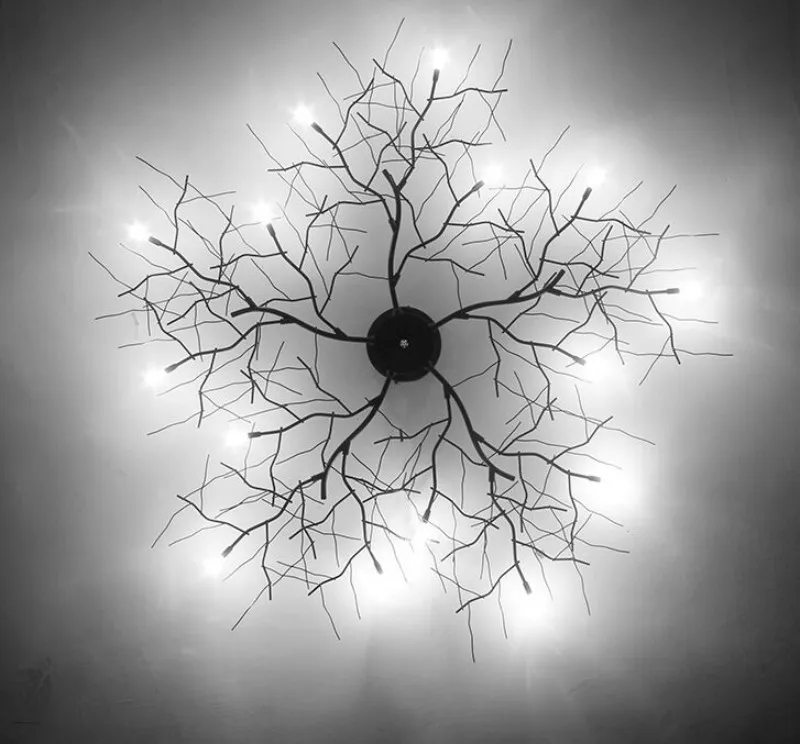 Nowoczesny gałąź żyrandol globe kreatywny black metal lampa sufitowa