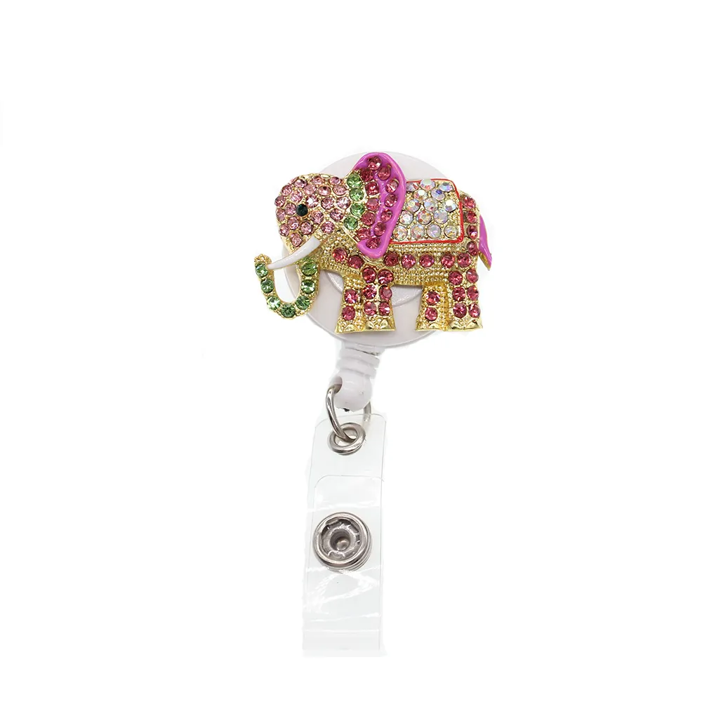 / porte-clés scintillants strass médecin symbole animal papillon forme d'éléphant porte-badge rétractable pour Nur230S