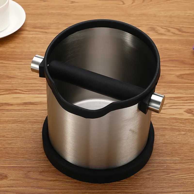 Caixa de despejo de café de aço inoxidável 1800 ml Recipiente para moagem de café expresso antiderrapante Lixeira de lixo com batente destacável T282H
