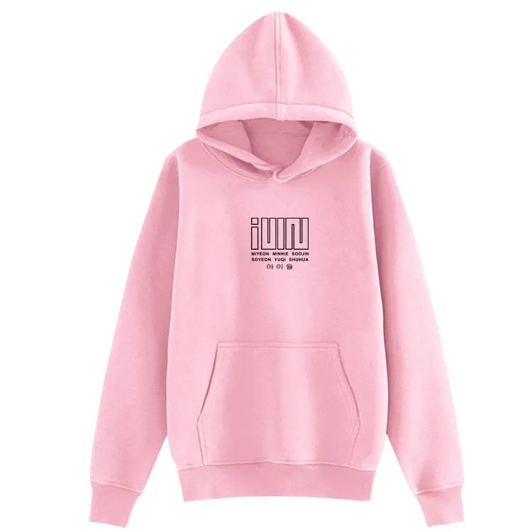 Unisex kpop gi-dle GIDLE album i made all member name printing pullover hoodies fleece/tunn lös mode sweatshirt T200407