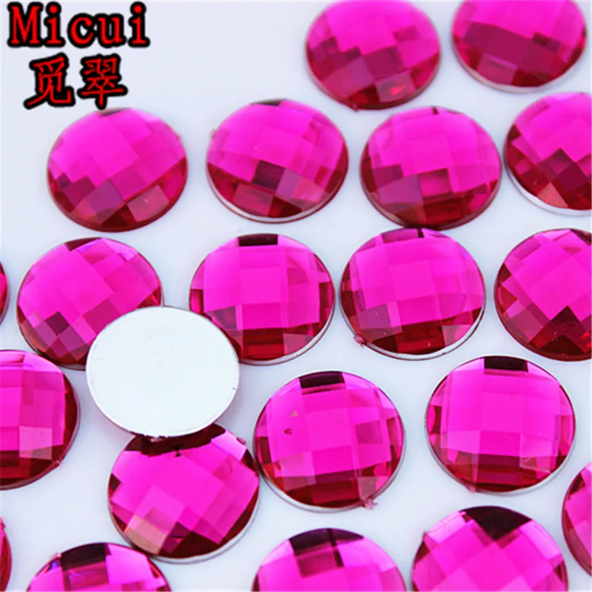 Micui 14mm مستديرة Crystal Flatback مزيج اللون الغراء الأكريليكي الراين على الغراء على Strass Crystals Stones No Hole for Jewelry Craf233z