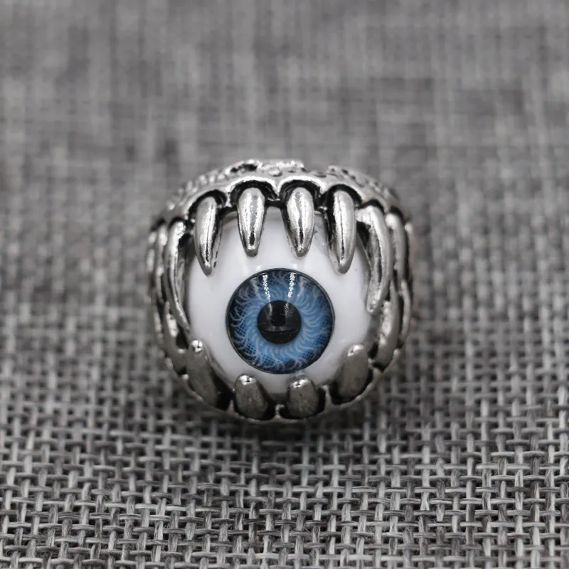 Mannen vintage draak klauw kwade oog schedel ring imiteren roestvrij staal biker ringen duivel oogbol Halloween partij rekwisieten mannelijke sieraden 6 stijl