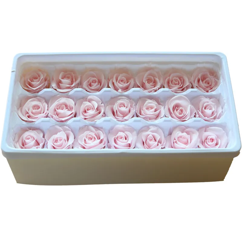 2-3CM 21 pièces Grade A boîte-cadeau de fleur de rose préservée têtes de rose éternelles pour la décoration de la maison de fête de mariage cadeau de fleur de rose Favor303H