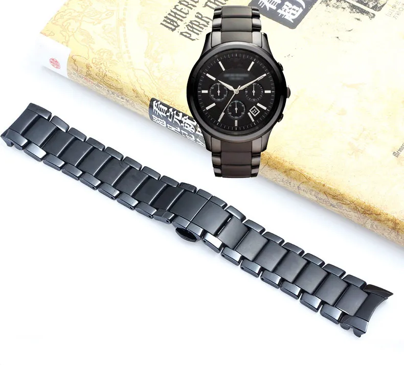 AR1451 AR1452 Ceramic Black Full Strap Band Armband Watch 22mm 24mm Mens245f