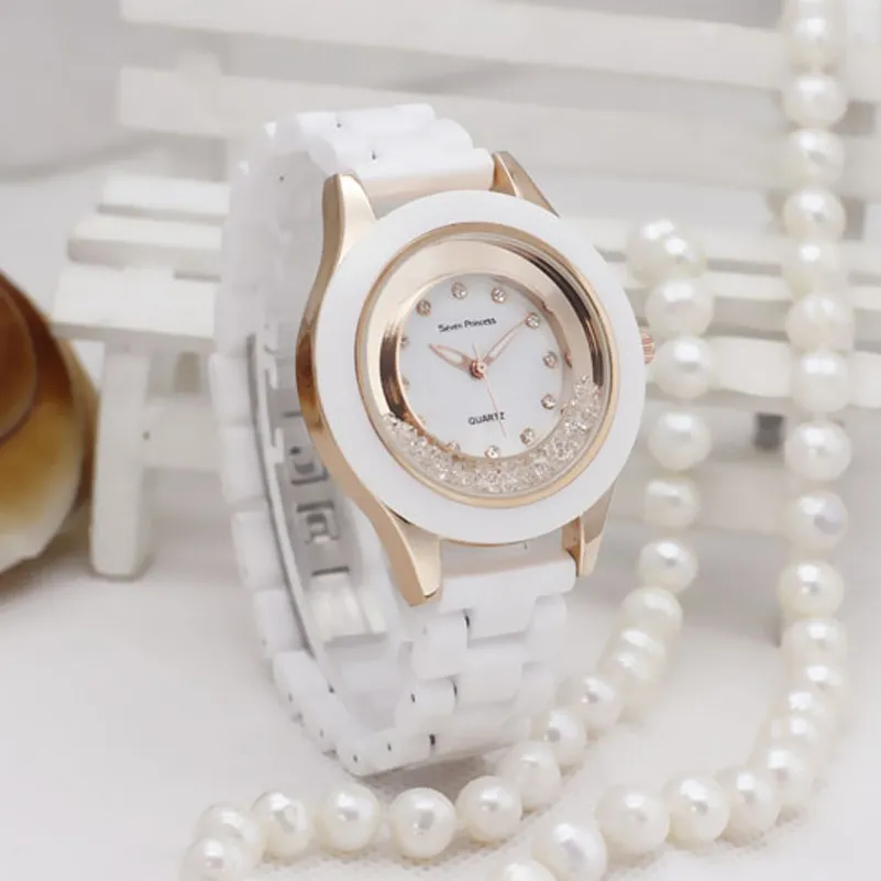 Mode de luxe Femmes Montre Robe Céramique Dames Montre Blanc Simple Quartz Montres Étudiants Cadeaux Horloge Relogio Feminino Y190230g