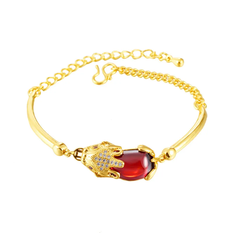 LY01 pixiu ruby pixiu bracelet female models simulation long time no color gold plated 18K or 24k gold fashion jewelry gift277f