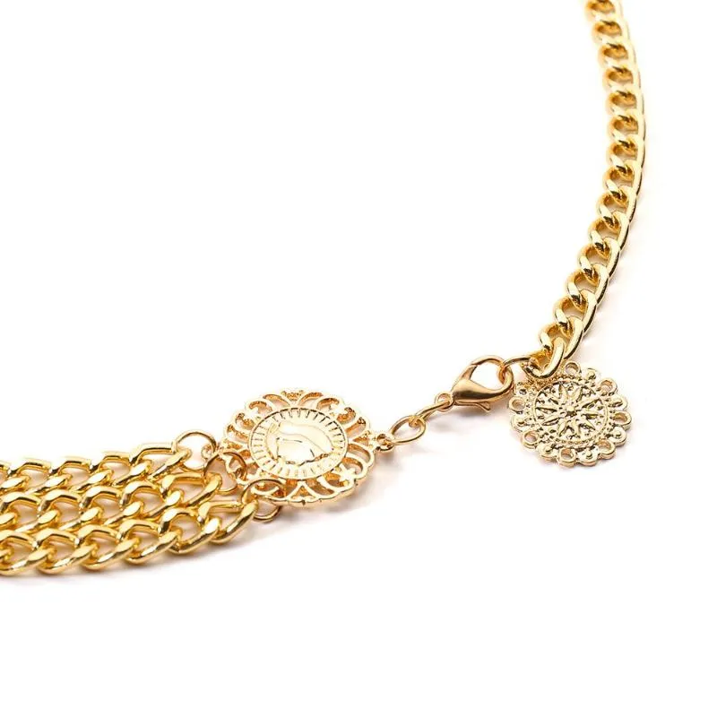 Retro Gold Belts for Women Fashion Waistbands All-match Multilayer Long Tassel Party Jewelry Dress Waist Chain Coin Pendant Belt284p
