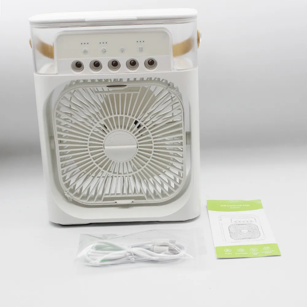 7 가지 색상 LED 조명을 가진 휴대용 미니 에어컨 에어 냉각 팬 USB Air Cooler Fan Humidifier Purifier Night Light Home2442