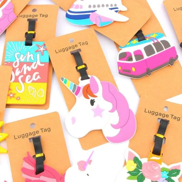 10 stcs Travel Accessories Creative Bagage Tag Animal Cartoon Silica gel koffer id addres houder