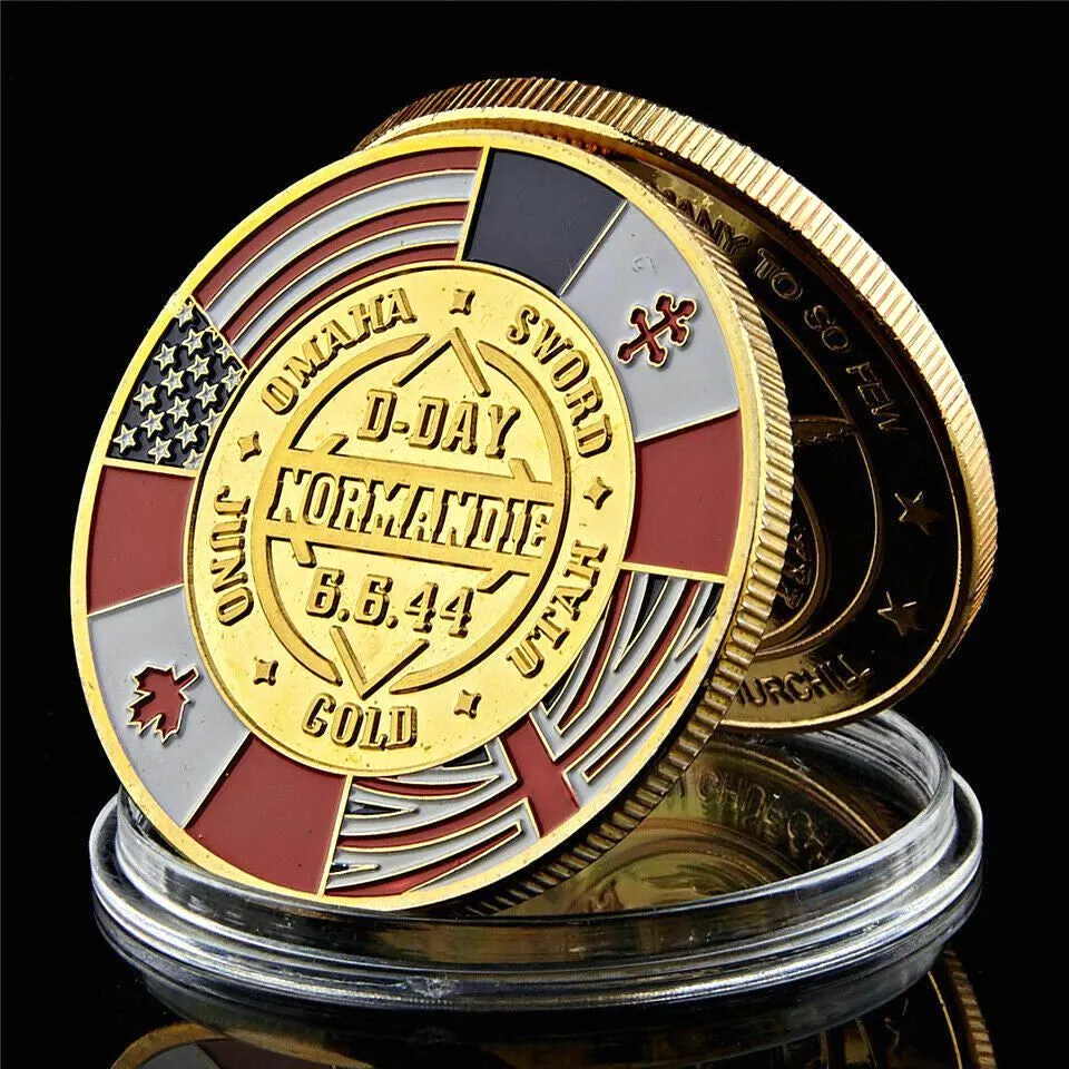 Arts and Crafts 1994 Great War Dday Normandy War 70th Anniversary 1oz Gold Ploated token Commemorative Coin WPCCB Box6235403