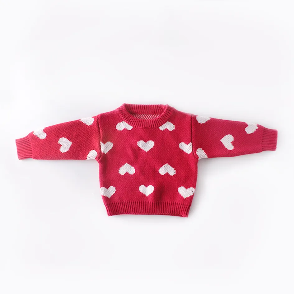 Encantador crochet rojo bebé jersey suéter manga larga manga 2021 suéteres de niña infantil 19091102