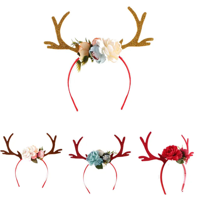 Decorazioni natalizie Corna di renna Fascia e fasce feste di Pasqua Fai da te Donna Girs Kid Deer Costume Ear Hairband1223P