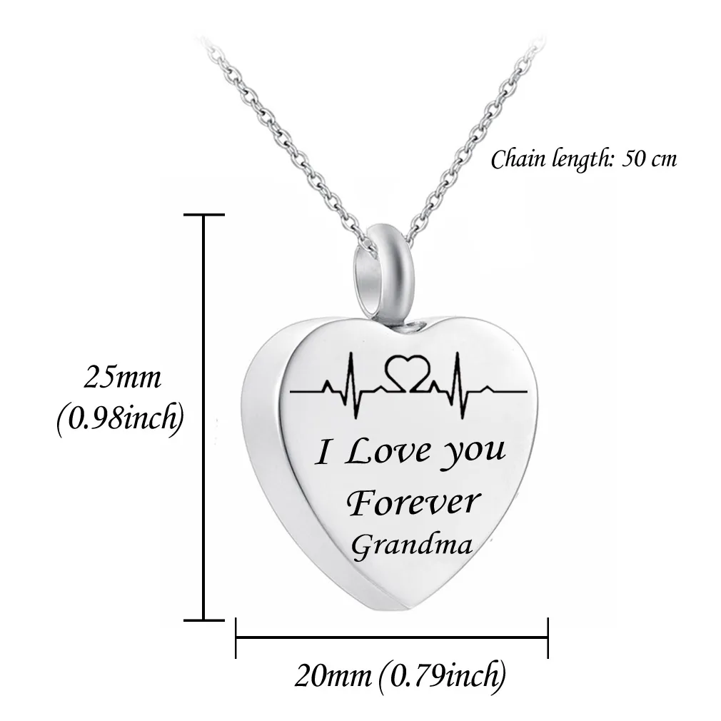 Je t'aime pour toujours grand-mère pierre de naissance cendres coeur pendentif urne commémorative collier aile d'ange en acier inoxydable étanche crémation Je2485