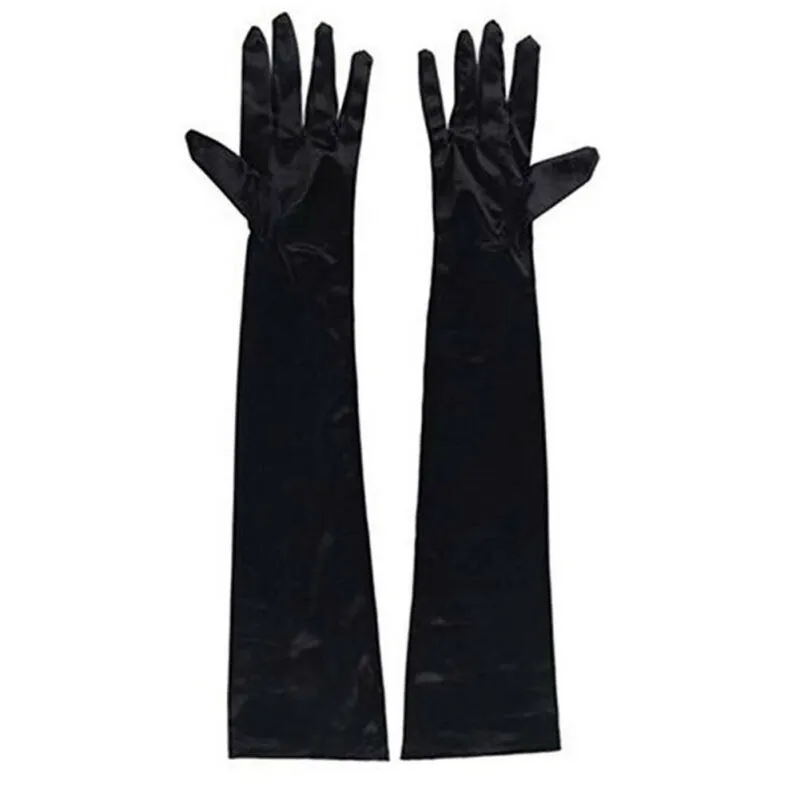 Imprezy kapelusze wieczorne kobiety formalne rękawiczki 22 długie czarne satynowe mittens1285v